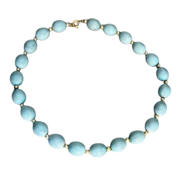 Jewelry - Pale Blue Large Bead Choker Necklace Lightweight Faux Pearl Betty Rubble